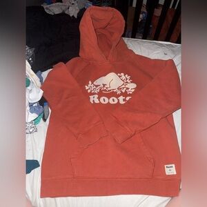 Roots Kids Rust Orange Hoodie with Cream Logo